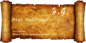 Higl Gyöngyi névjegykártya