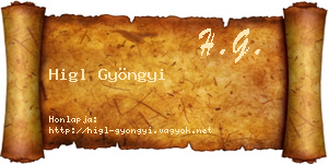 Higl Gyöngyi névjegykártya
